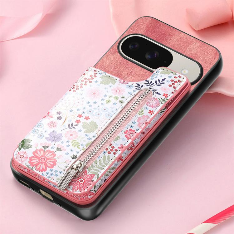 For Google Pixel 9 / 9 Pro Retro Painted Zipper Wallet Back Phone Case