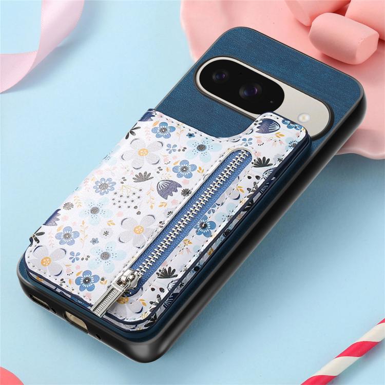 For Google Pixel 9 / 9 Pro Retro Painted Zipper Wallet Back Phone Case