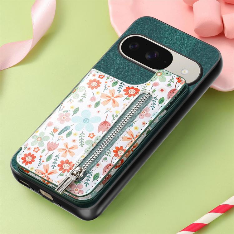 For Google Pixel 9 / 9 Pro Retro Painted Zipper Wallet Back Phone Case