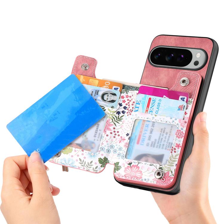 For Google Pixel 9 Pro XL Retro Painted Zipper Wallet Back Phone Case