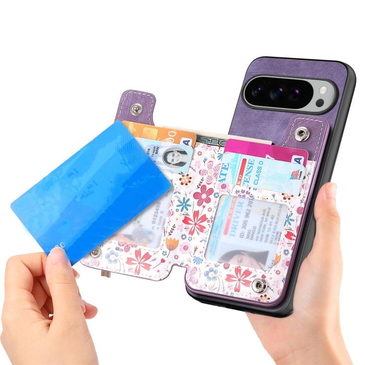 For Google Pixel 9 Pro XL Retro Painted Zipper Wallet Back Phone Case