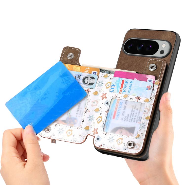 For Google Pixel 9 Pro XL Retro Painted Zipper Wallet Back Phone Case