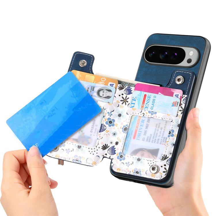 For Google Pixel 9 Pro XL Retro Painted Zipper Wallet Back Phone Case
