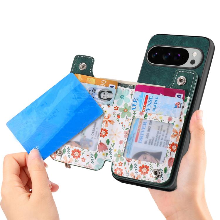 For Google Pixel 9 Pro XL Retro Painted Zipper Wallet Back Phone Case