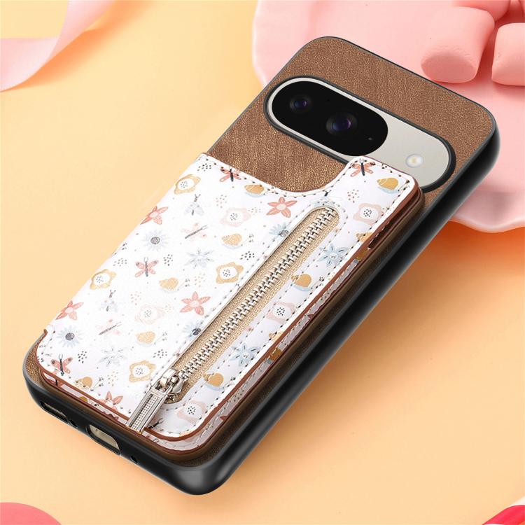 For Google Pixel 10 / 10 Pro Retro Painted Zipper Wallet Back Phone Case