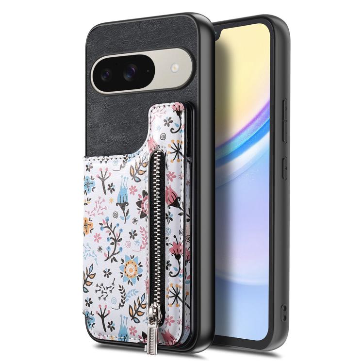 For Google Pixel 10 / 10 Pro Retro Painted Zipper Wallet Back Phone Case