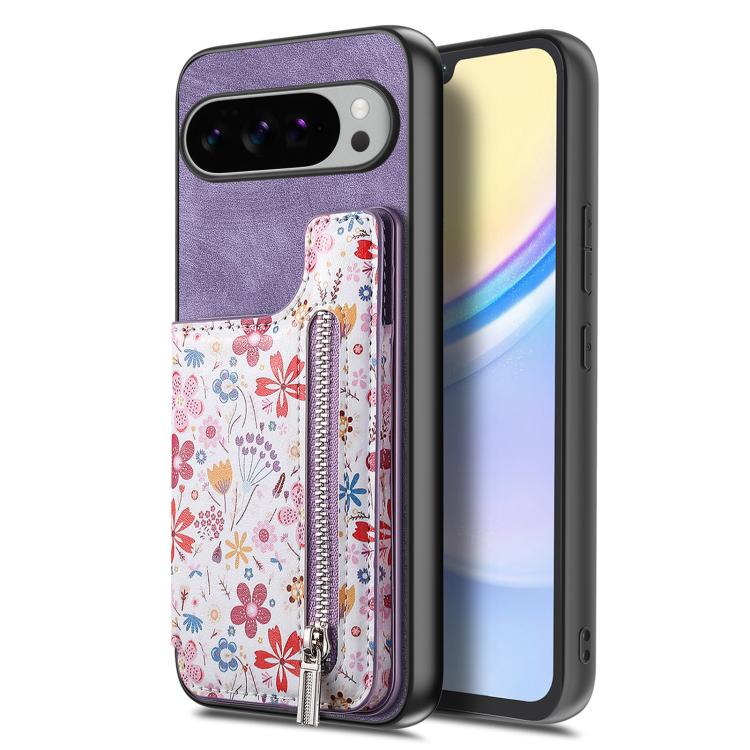 For Google Pixel 10 Pro XL Retro Painted Zipper Wallet Back Phone Case