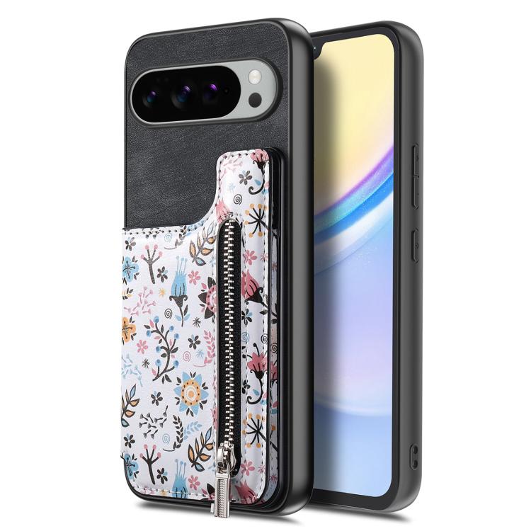 For Google Pixel 10 Pro XL Retro Painted Zipper Wallet Back Phone Case