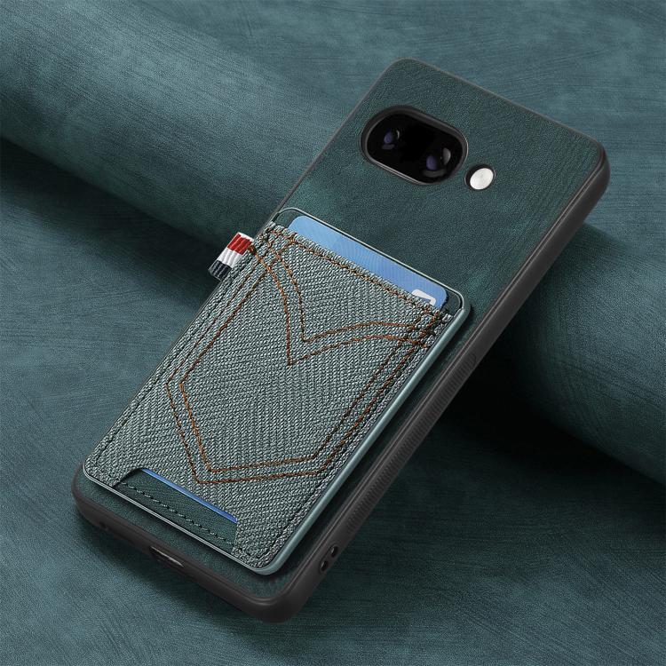 For Google Pixel 9a Denim Texture Leather Skin Phone Case with Card Slot