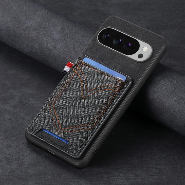 For Google Pixel 9 / 9 Pro Denim Texture Leather Skin Phone Case with Card Slot
