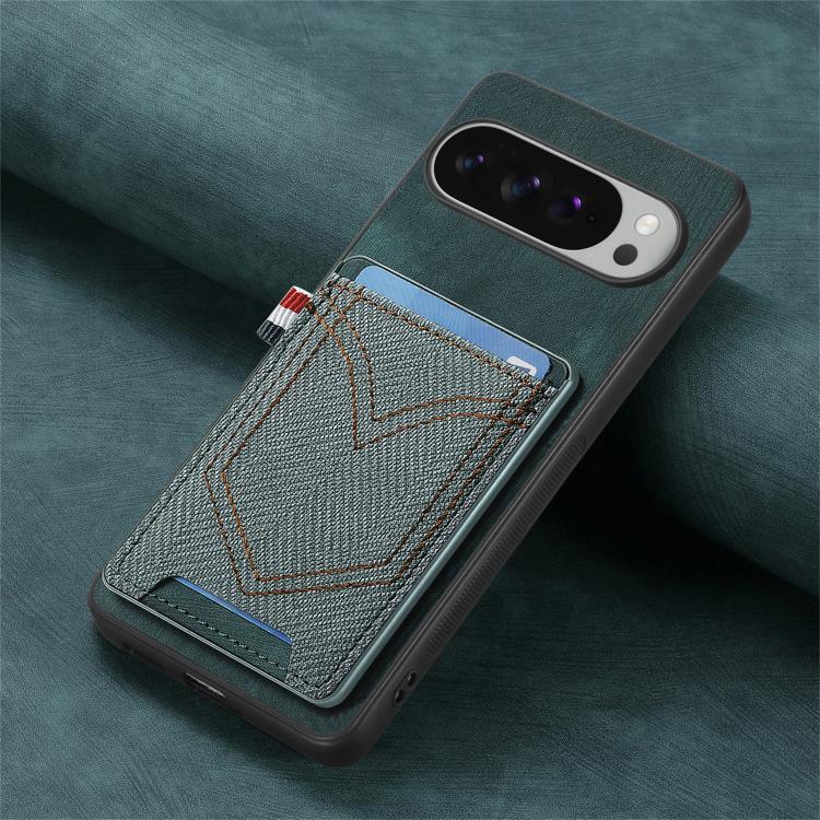 For Google Pixel 9 / 9 Pro Denim Texture Leather Skin Phone Case with Card Slot