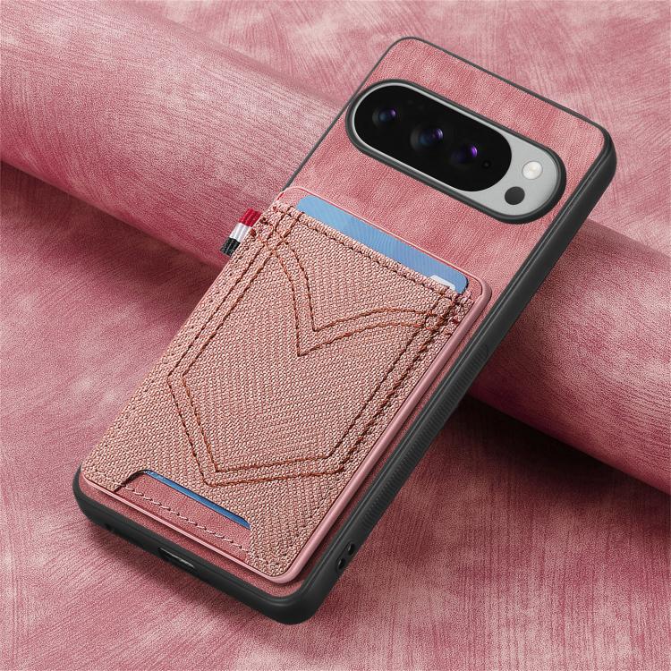 For Google Pixel 9 / 9 Pro Denim Texture Leather Skin Phone Case with Card Slot