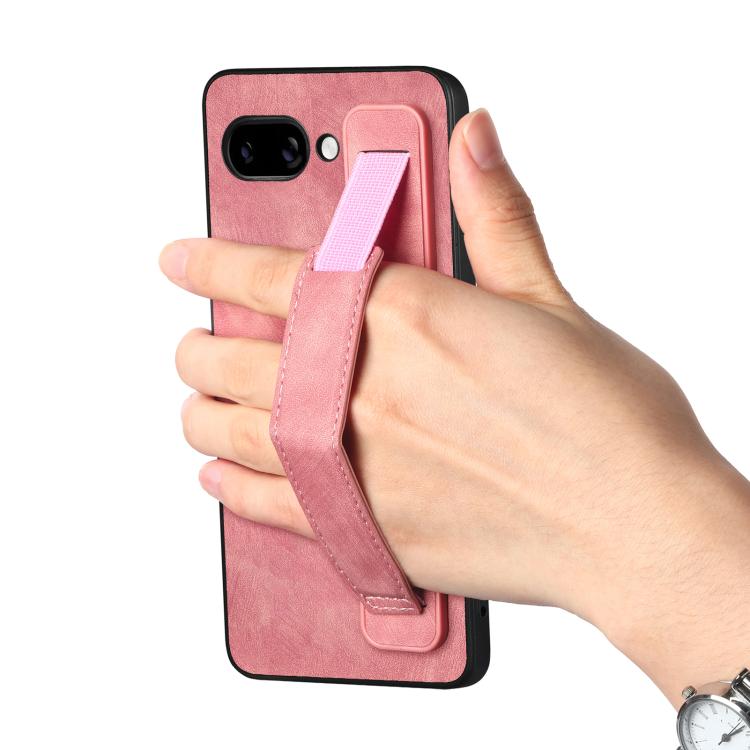 For Google Pixel 9a Retro Wristband Holder Leather Back Phone Case