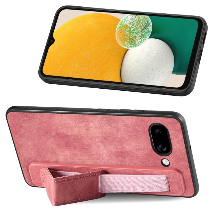 For Google Pixel 9a Retro Wristband Holder Leather Back Phone Case