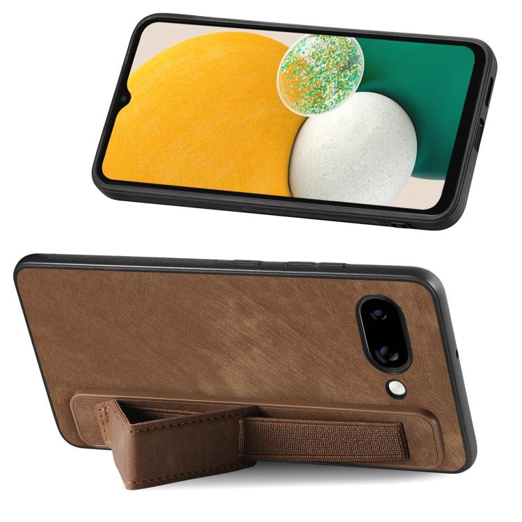 For Google Pixel 9a Retro Wristband Holder Leather Back Phone Case