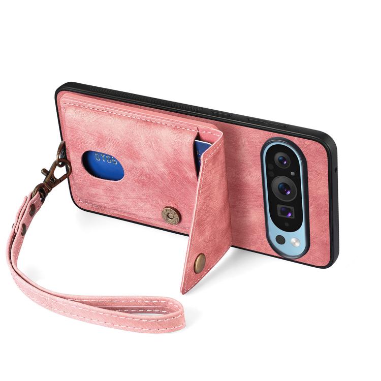 For Google Pixel 10 Pro XL Retro Card Wallet Fold Leather Phone Case with Strap