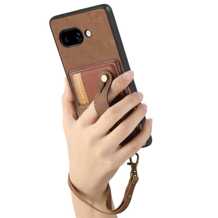 For Google Pixel 9a Retro Cross Wristband Wallet Leather Back Phone Case