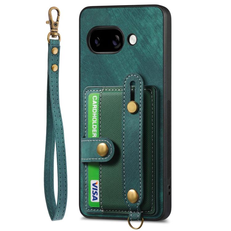 For Google Pixel 9a Retro Cross Wristband Wallet Leather Back Phone Case