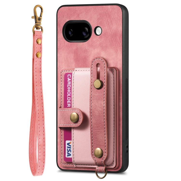 For Google Pixel 9a Retro Cross Wristband Wallet Leather Back Phone Case