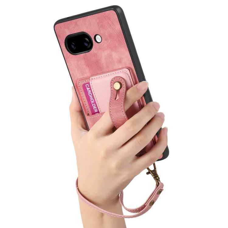 For Google Pixel 9a Retro Cross Wristband Wallet Leather Back Phone Case