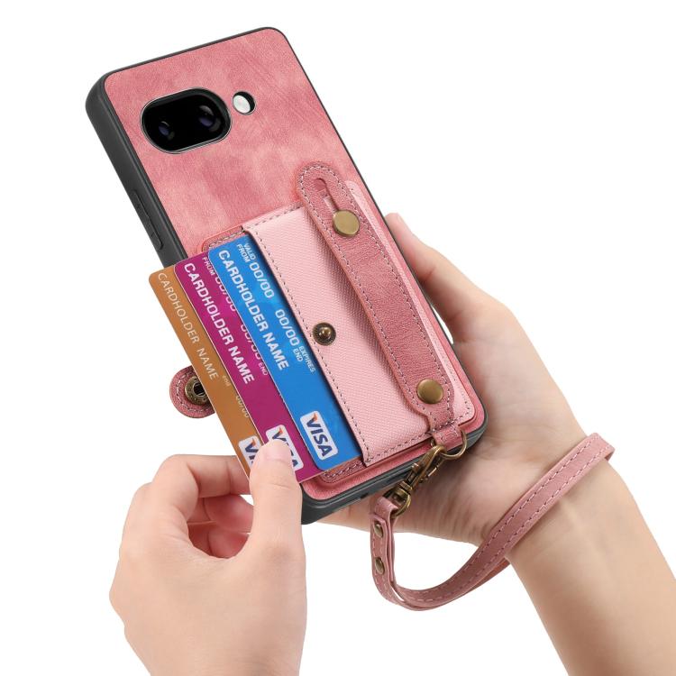 For Google Pixel 9a Retro Cross Wristband Wallet Leather Back Phone Case