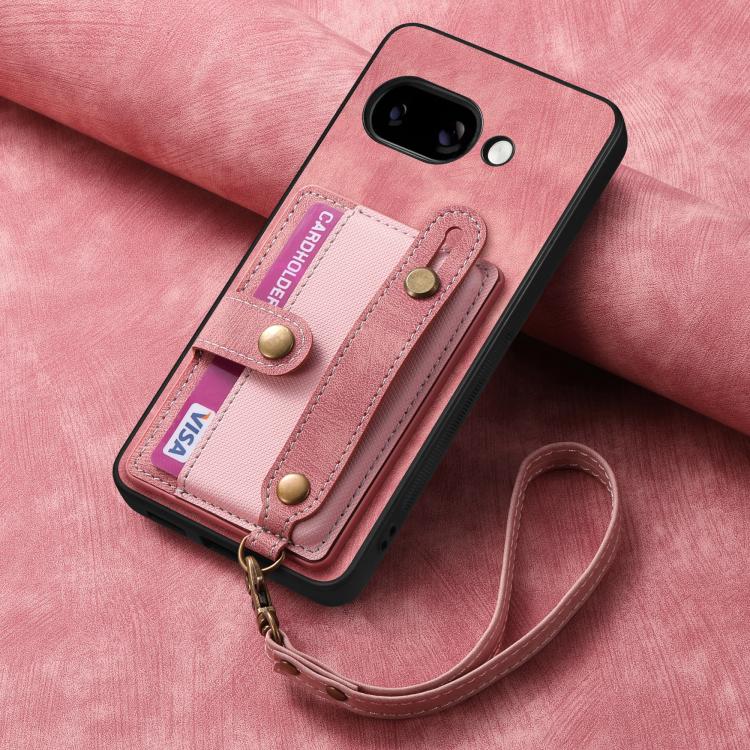 For Google Pixel 9a Retro Cross Wristband Wallet Leather Back Phone Case