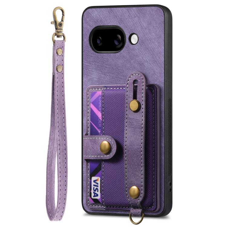 For Google Pixel 9a Retro Cross Wristband Wallet Leather Back Phone Case