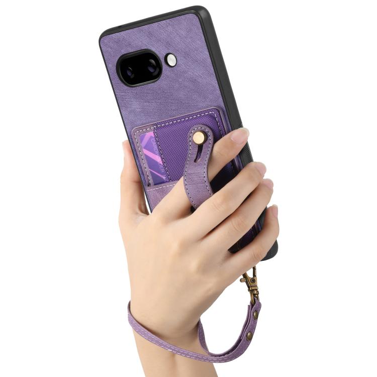For Google Pixel 9a Retro Cross Wristband Wallet Leather Back Phone Case