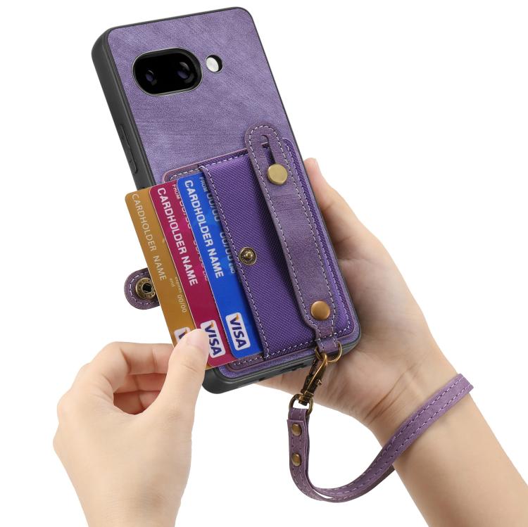 For Google Pixel 9a Retro Cross Wristband Wallet Leather Back Phone Case