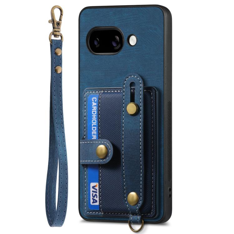 For Google Pixel 9a Retro Cross Wristband Wallet Leather Back Phone Case