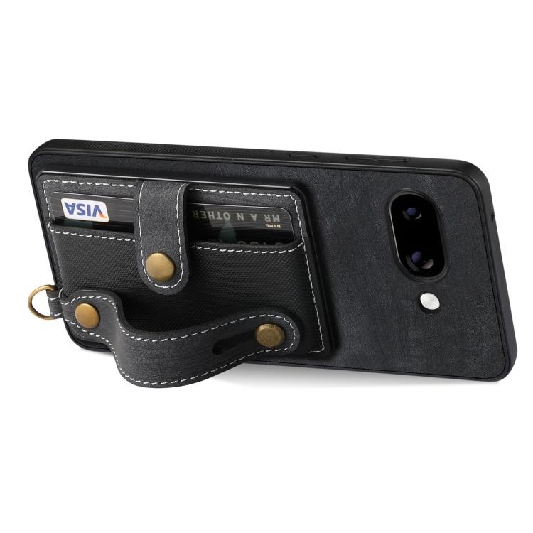 For Google Pixel 9a Retro Cross Wristband Wallet Leather Back Phone Case