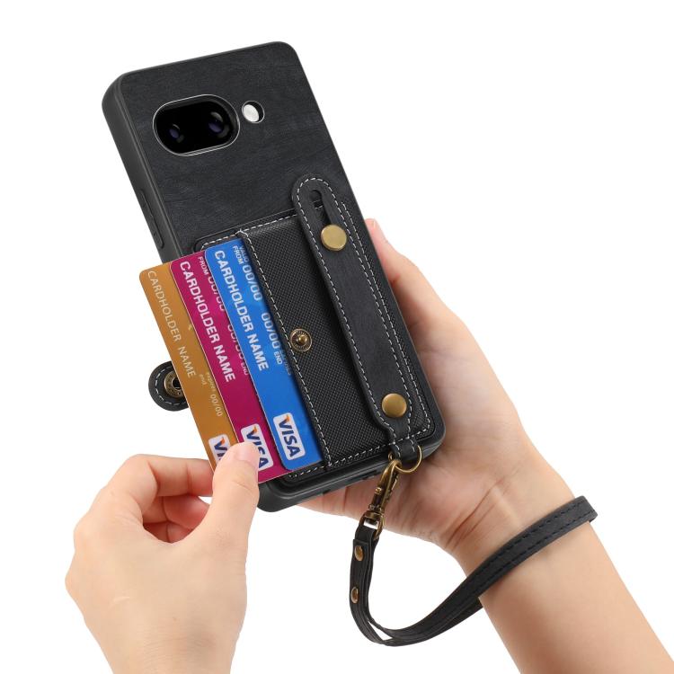 For Google Pixel 9a Retro Cross Wristband Wallet Leather Back Phone Case