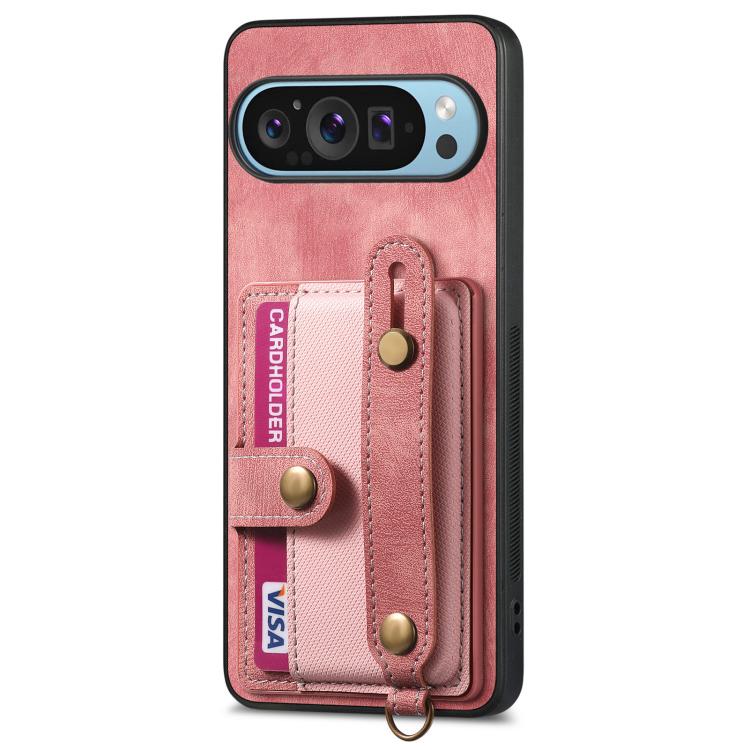 For Google Pixel 9 / 9 Pro Retro Cross Wristband Wallet Leather Back Phone Case