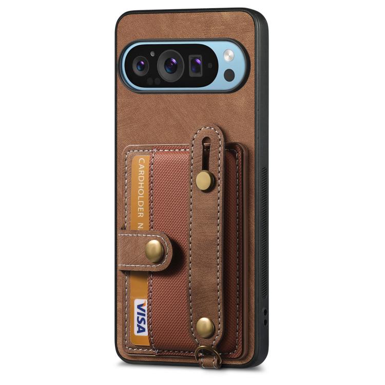 For Google Pixel 9 Pro XL Retro Cross Wristband Wallet Leather Back Phone Case