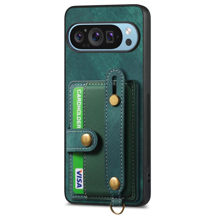 For Google Pixel 9 Pro XL Retro Cross Wristband Wallet Leather Back Phone Case