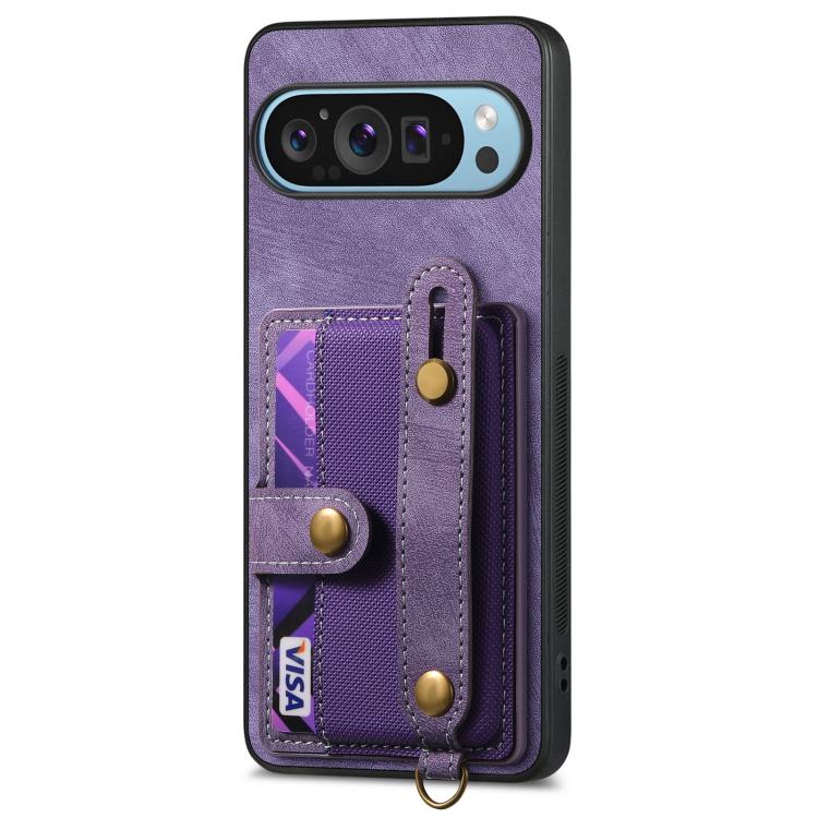 For Google Pixel 9 Pro XL Retro Cross Wristband Wallet Leather Back Phone Case