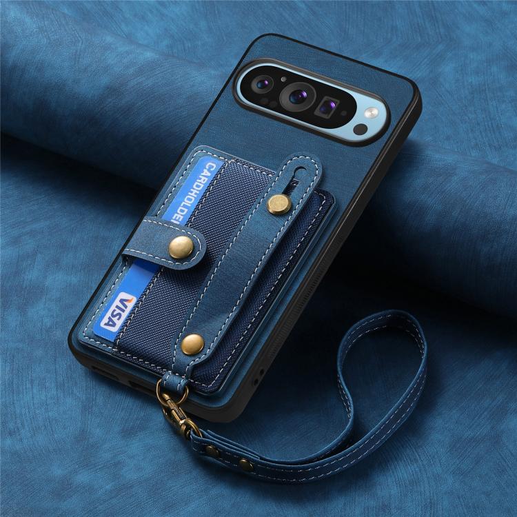 For Google Pixel 9 Pro XL Retro Cross Wristband Wallet Leather Back Phone Case