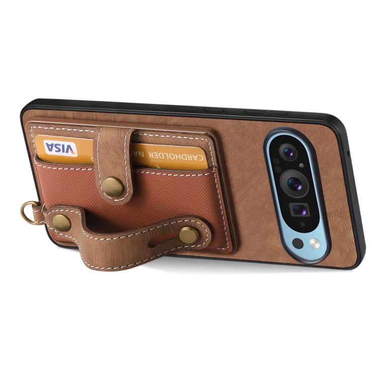 For Google Pixel 10 / 10 Pro Retro Cross Wristband Wallet Leather Back Phone Case