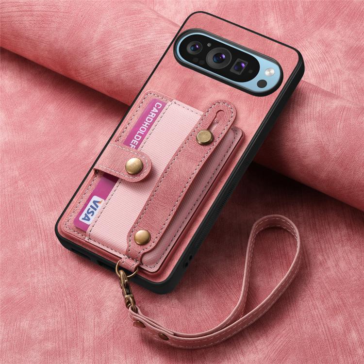 For Google Pixel 10 / 10 Pro Retro Cross Wristband Wallet Leather Back Phone Case