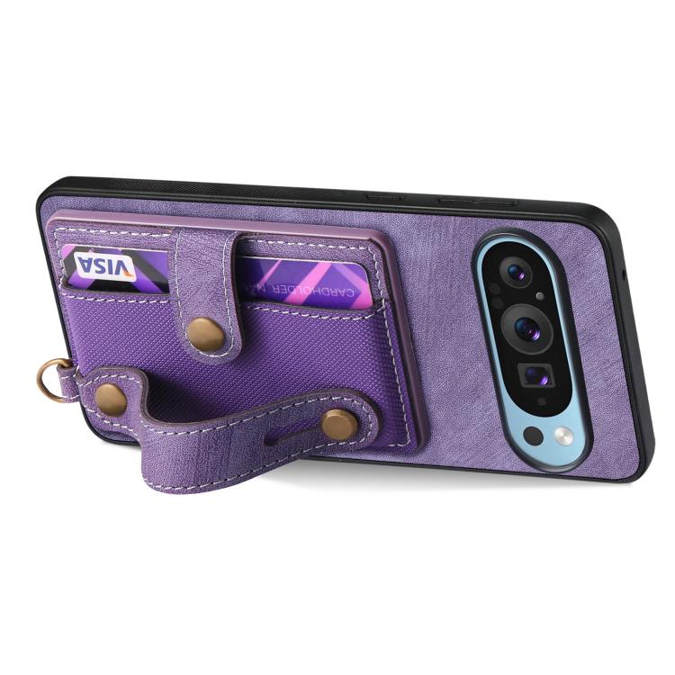 For Google Pixel 10 / 10 Pro Retro Cross Wristband Wallet Leather Back Phone Case