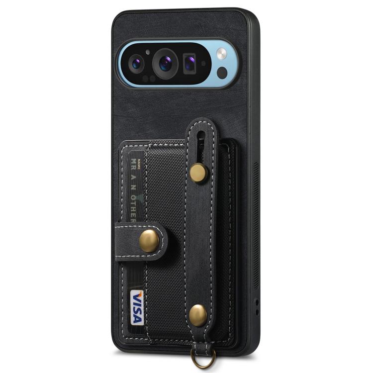 For Google Pixel 10 / 10 Pro Retro Cross Wristband Wallet Leather Back Phone Case