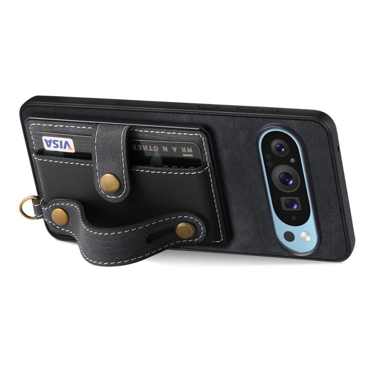 For Google Pixel 10 / 10 Pro Retro Cross Wristband Wallet Leather Back Phone Case