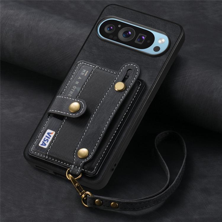 For Google Pixel 10 / 10 Pro Retro Cross Wristband Wallet Leather Back Phone Case