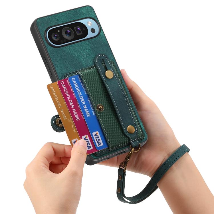 For Google Pixel 10 Pro XL Retro Cross Wristband Wallet Leather Back Phone Case