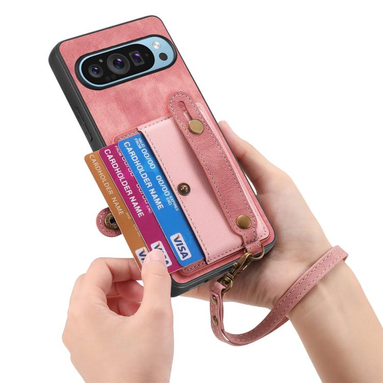 For Google Pixel 10 Pro XL Retro Cross Wristband Wallet Leather Back Phone Case