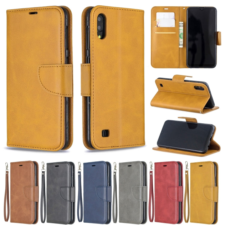 Retro Lambskin Texture Pure Color Horizontal Flip PU Leather Case for Galaxy A10&M10, with Holder & Card Slots & Wallet & Lanyard