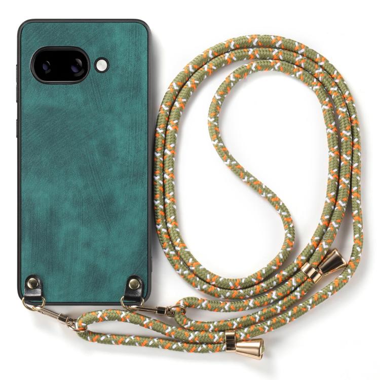 For Google Pixel 9a Vintage Leather PC Back Cover Phone Case with Crossbody Strap