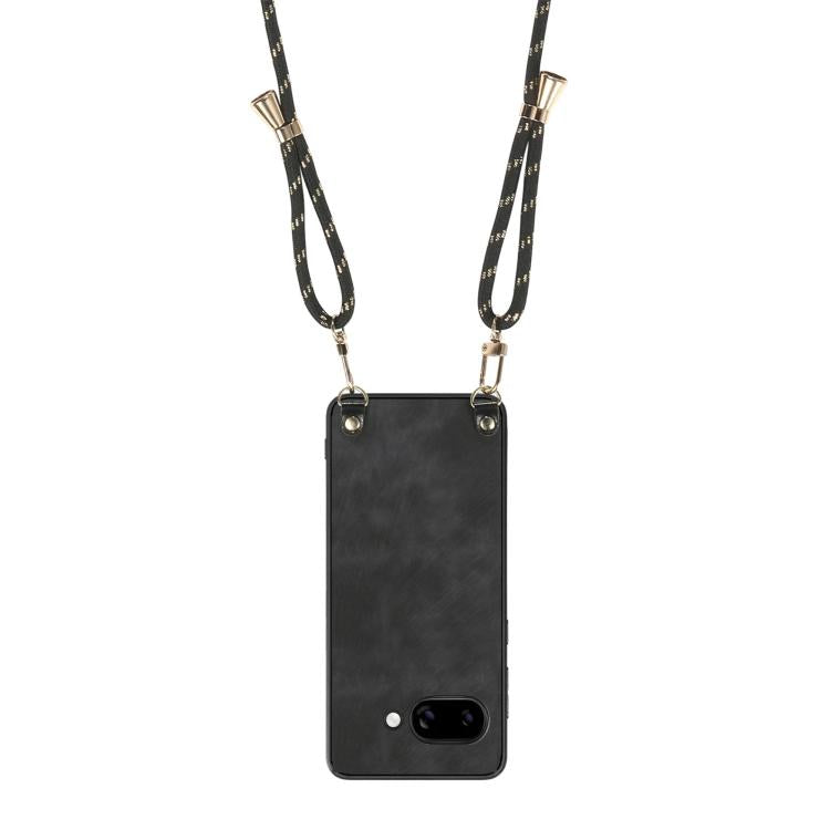 For Google Pixel 9a Vintage Leather PC Back Cover Phone Case with Crossbody Strap