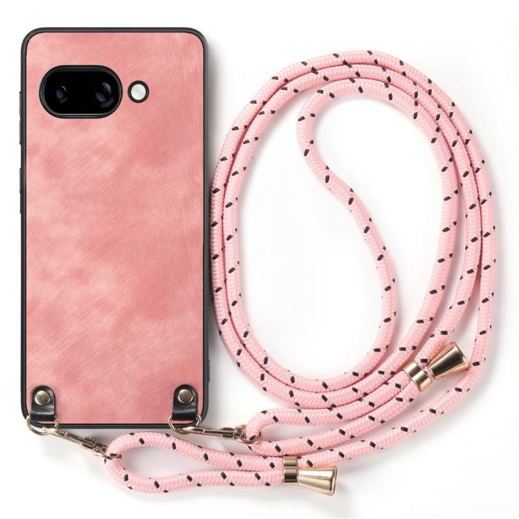 For Google Pixel 9a Vintage Leather PC Back Cover Phone Case with Crossbody Strap