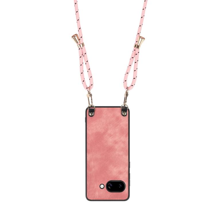 For Google Pixel 9a Vintage Leather PC Back Cover Phone Case with Crossbody Strap